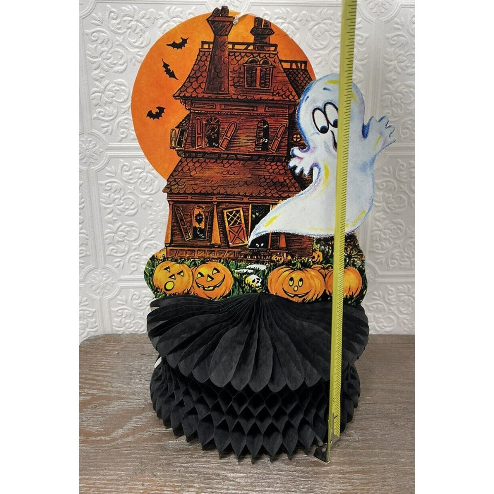 Vintage Halloween Ghost Black Honeycomb Tissue Paper Decoration - Kitschy Fun - Picture 3 of 9
